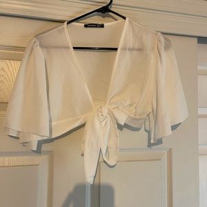 White Front Tie Top Boohoo